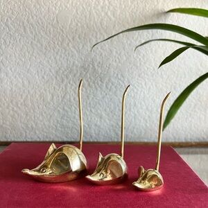 Brass Vintage MCM 3 Blind Mice Mouse Figurine Home Decor